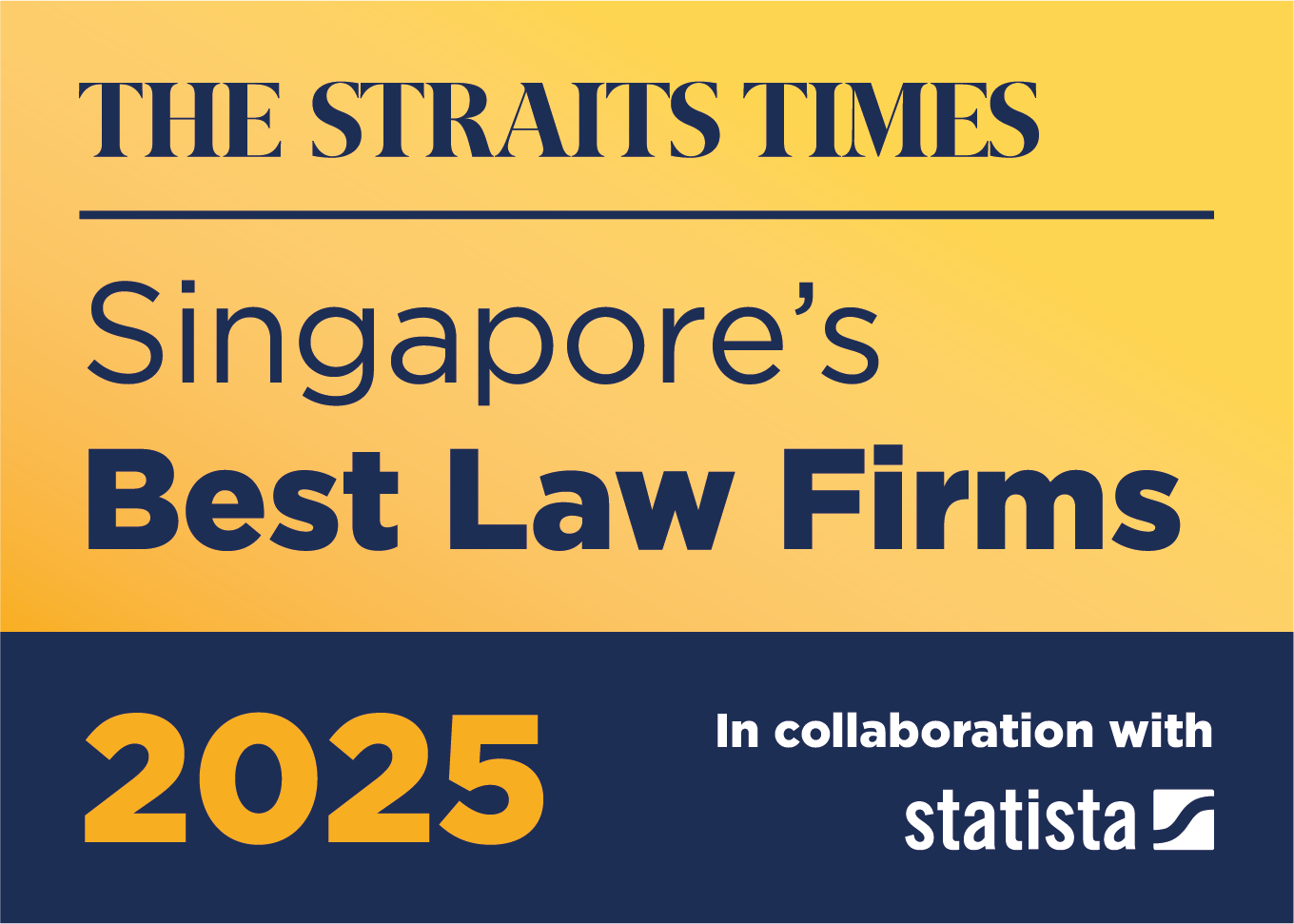 An award from The Straits Times and Statista that names Singapore's Best Law Firms 2025.